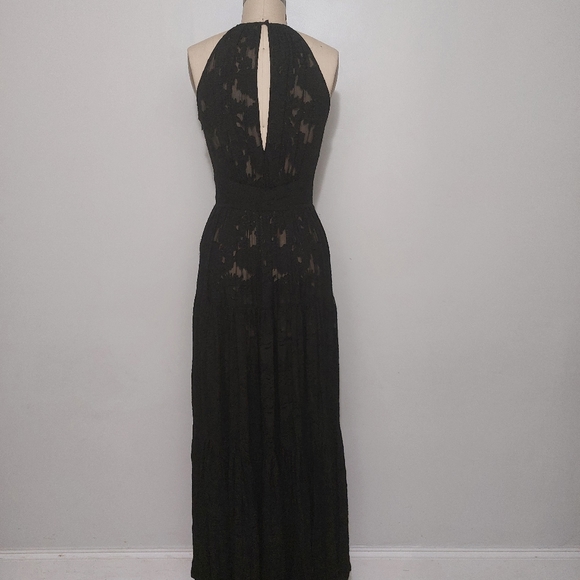 L'Agence Black Burnout Silk Maxi Dress - Picture 3 of 8